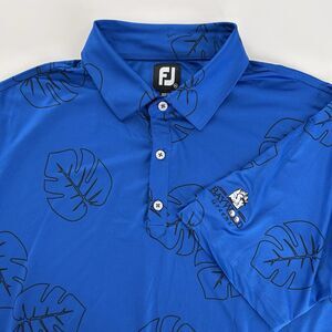 Footjoy FJ Mens XL Jungle Leaf Print Lisle Self Collar Baywood Greens Golf Polo